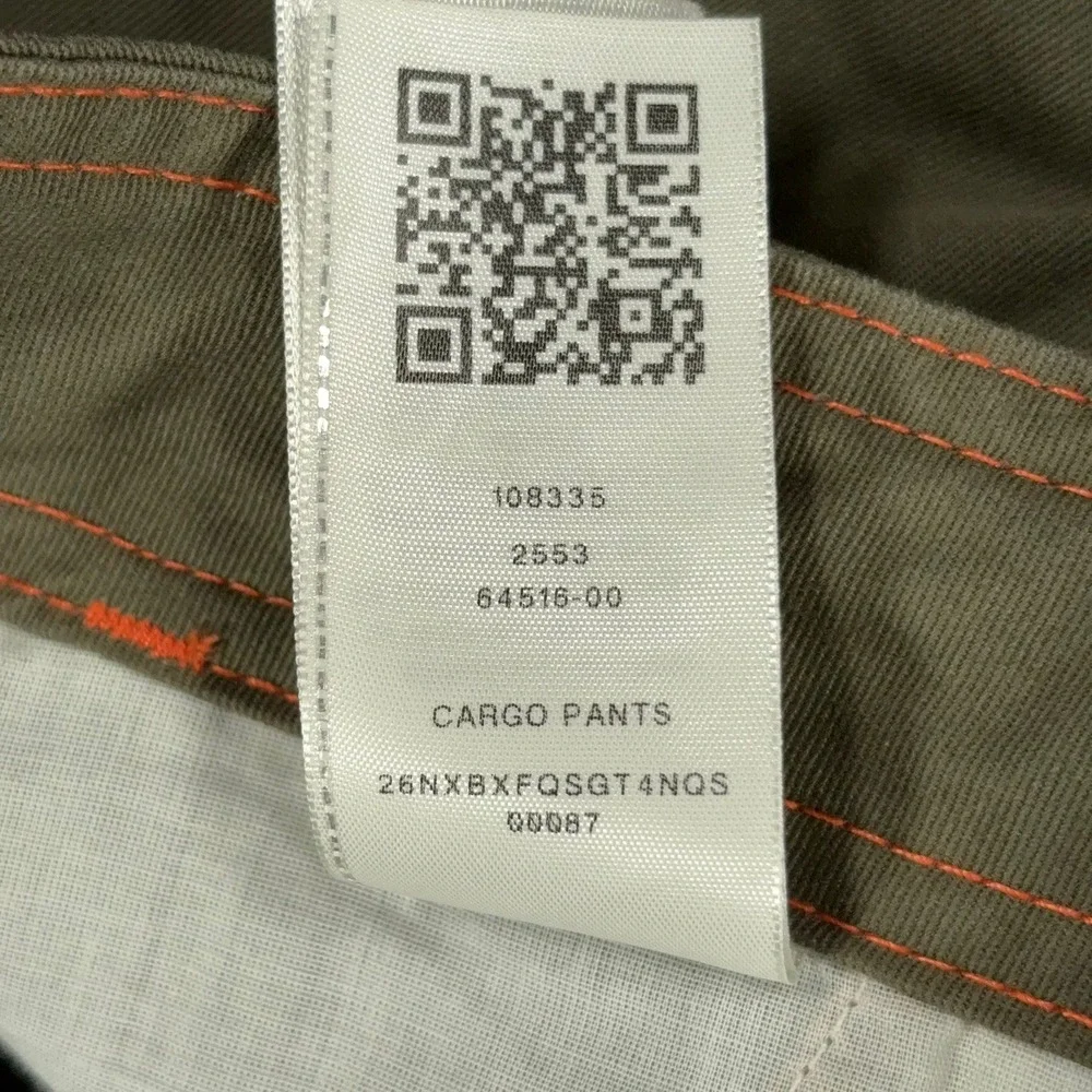 True Religion Cargo Pants Mens 38 Olive Green Twill Orange Stitching 108335 NWT